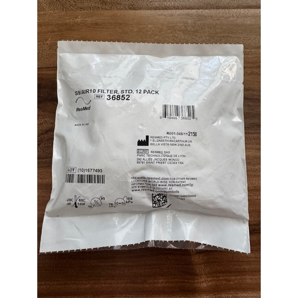 ResMed S9/Air10 Filter STD 12 Pack #36852 OEM- New Factory Sealed